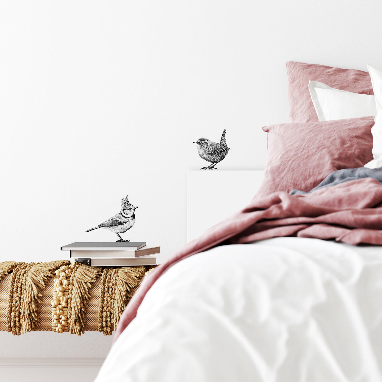 Crested tit & wren wall sticker set